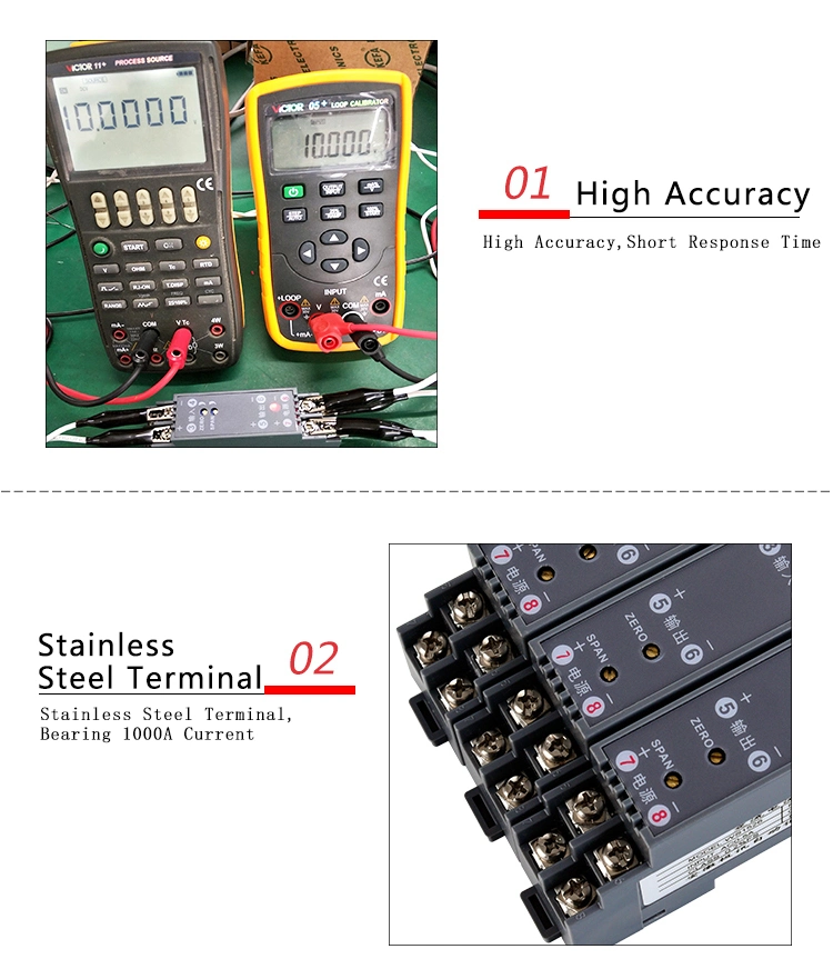 DC24V 1 in 1 out AC Current Signal Isolator Transmitter 4-20mA PLC Input Signal Isolator