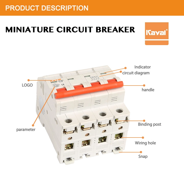 2p 16A C65 MCB AC Thermal Circuit Breaker Switch