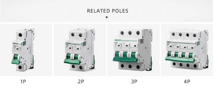 Factory Price 1-4p 6-63A Singi Air Circuit Electronic DC Breaker MCB Sc65-63