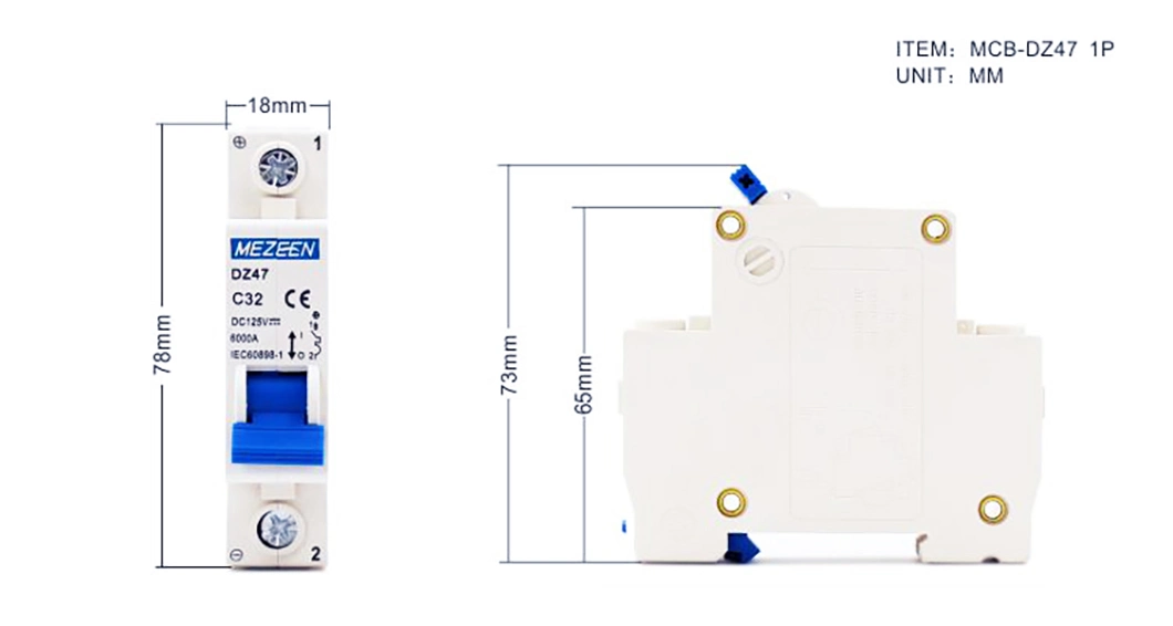 Best Quality DC AC 1pole 125V Mini Circuit Breaker MCB